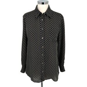 Equipment Silk Star Black White Button-Down Blouse Size Large